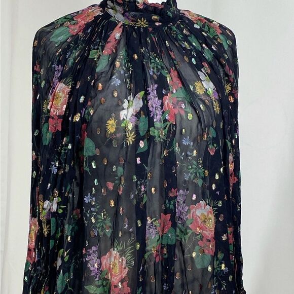 Amur Yael Sheer Pleated A-Line Dress size 6 - Picture 12 of 13